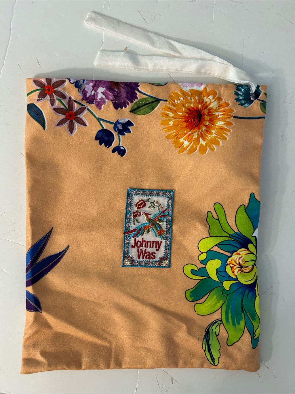 Johnny Was Drawstring Bag Pouch Tropical Pattern 8.5”X10.5”